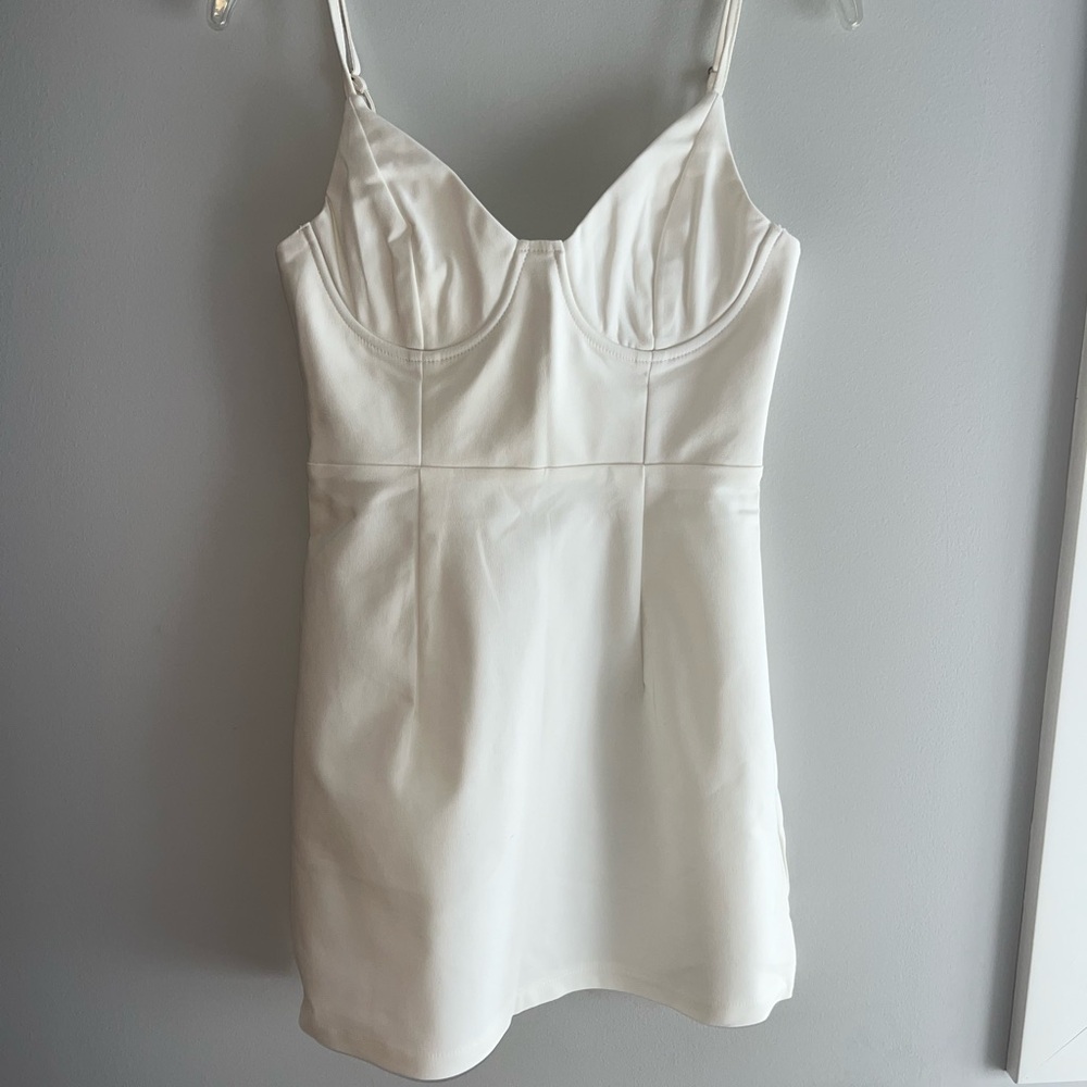 Structured White Mini Dress with adjustable straps